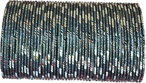 BangleEmporium Pixie collection! 48 Bollywood Style Grey Bangles with Silver cuts size X-Large 2.12