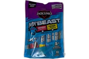 Jack Link’s x MrBeast Beef Sticks Variety Pack – Original & Teriyaki, 18 Count (9 Original + 9 Teriyaki), 450 g | 5 g Protein