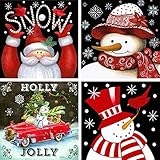 HaiMay 4 Pack DIY 5D Diamond Painting Kits Full Drill Rhinestone Diamond Paintings Pictures New Style Blackboard Painting,Santa Claus and Snowman(10 x 10 inch)