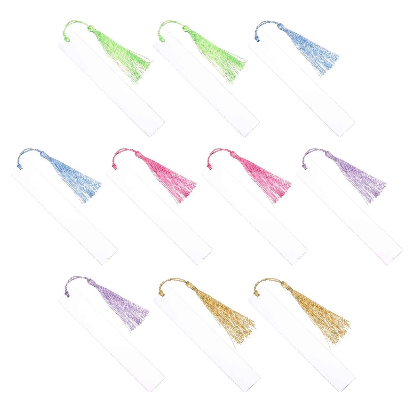PATIKIL 5.9" x 1" Blank Acrylic Bookmark, 15 Pack Heat Transfer Rectangle Clear Book Marks Page Markers with 5 Colors Tassel for Women Book Lover DIY Gift