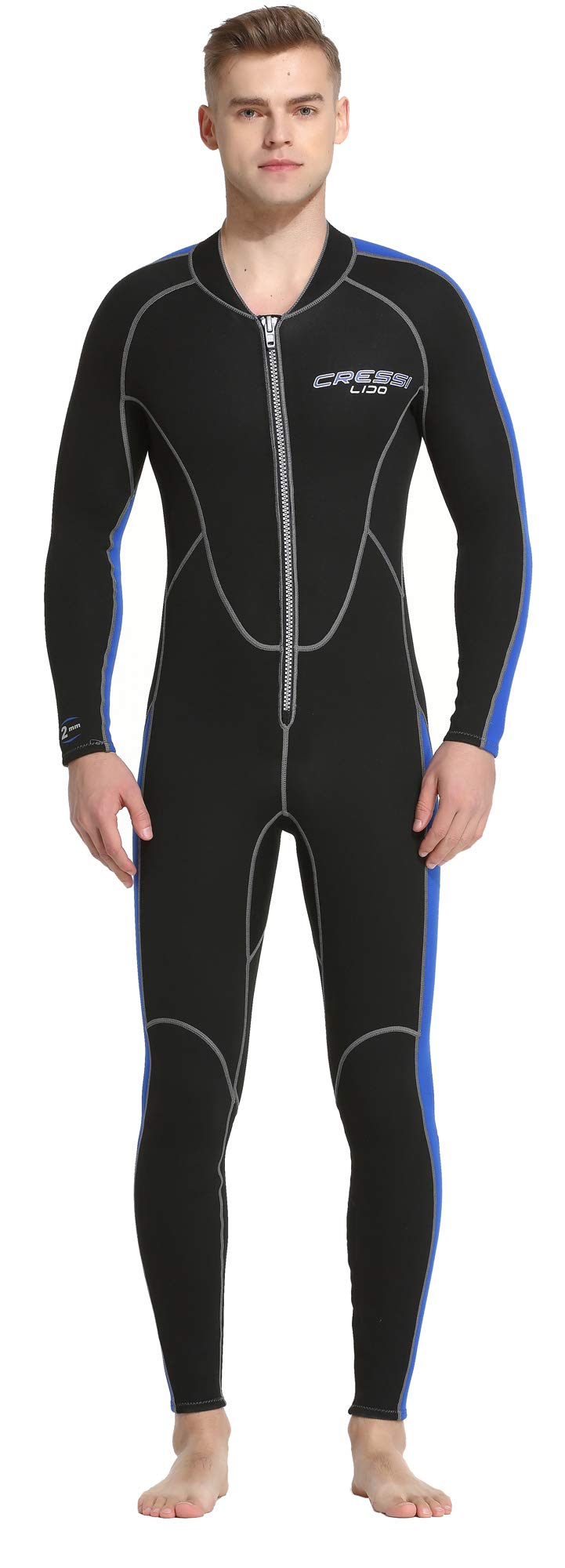 Cressi Lido Man Monopiece Wetsuit 2mm - All-In-One Wetsuit Premium Neoprene High Stretch for Men's,Black / Blue,XXL/6