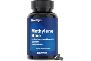 Nootlyn Methylene Blue Pharmaceutical Grade, Brain Supplement for Humans with Vitamin C Ester, 15 MG USP Grade Blue Methylene per Capsules, Supports Memory, Focus, Clarity & Cognitive