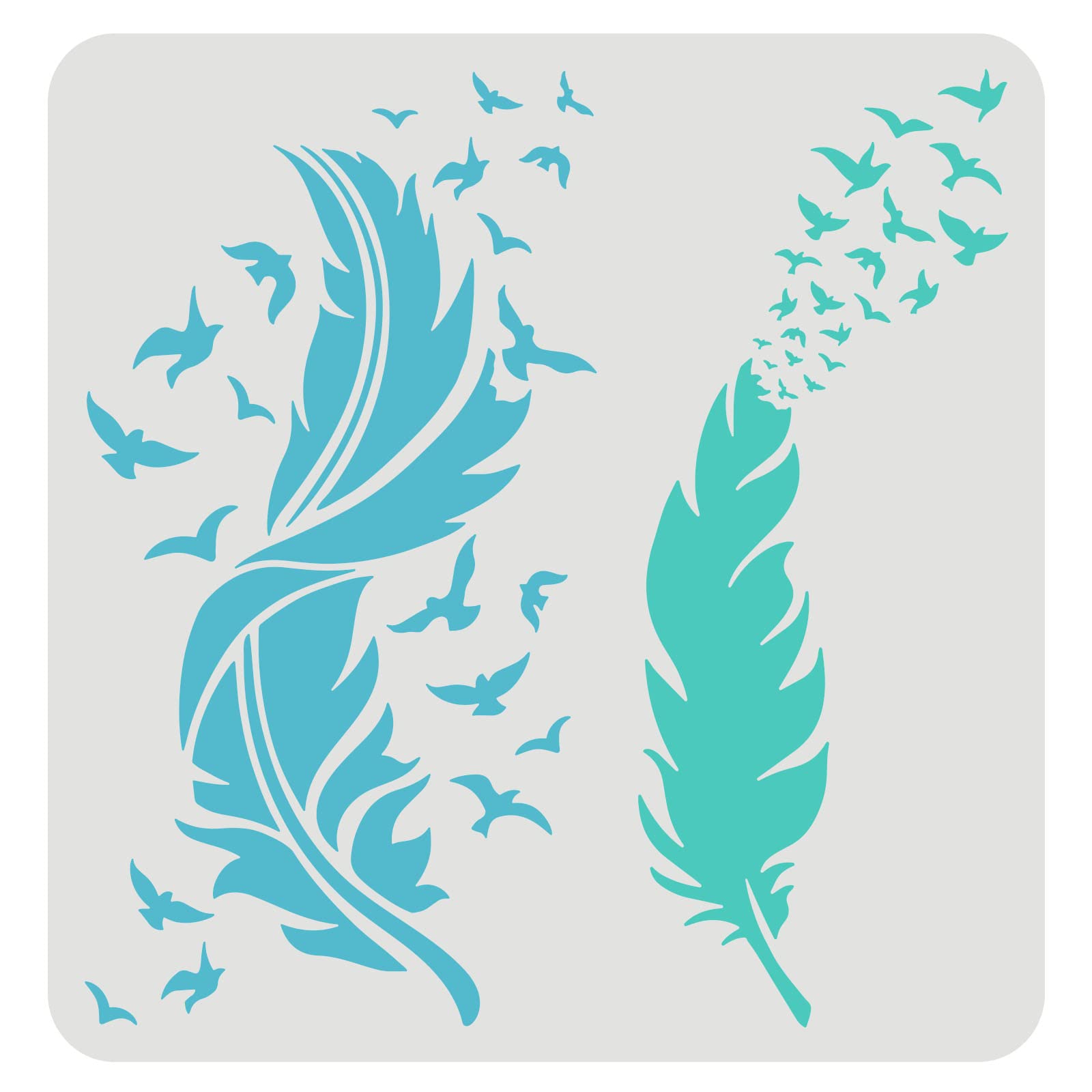 FINGERINSPIRE Feather Stencils for Painting 30x30cm Beautiful Feathers Stencil Flying Bird Stencil Bird's Feather Stencils for Painting on Wood, Canvas, Paper, Floor, Wall