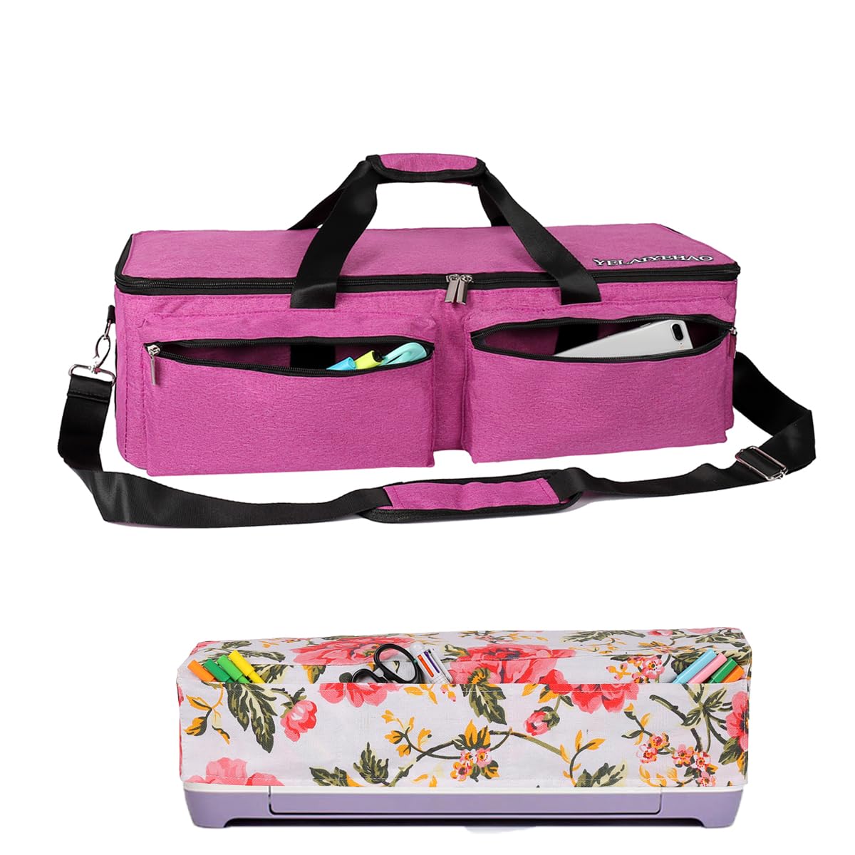 YELAIYEHAO Carrying Bag Compatible with Cricut Explore Air and Maker, Waterproof Tote Bag Compatible with Cricut Explore Air and Supplies (Pink, 2 Pieces)