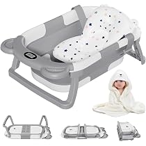Amazon.com: MoreFeel Collapsible Baby Bathtub for Newborn with ...