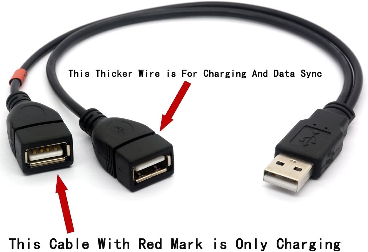 USB 2.0 1 to 2 Y Splitter Cable Adapter