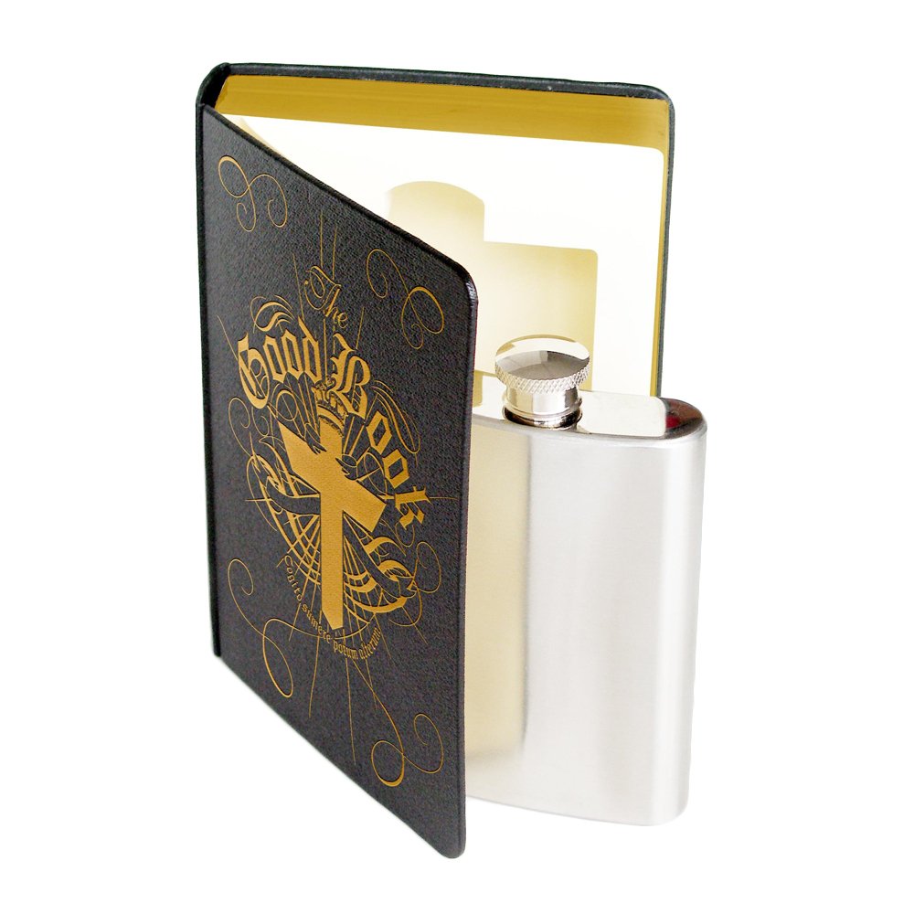 Suck UK Bible Hip Flask | Secret Flask To Hide Alcohol | Smuggle Your Booze | Holy Book Hipflask | Stocking Filler For Men | Funny Hip Flasks | Festival Discreet Booze | Alcohol Drinks Smuggler Flasks