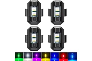 CCBASEBALL 4PCS LED Strobe Lights 7 Colors Drone Anti-Collision Lights Rechargeable Night Warning Light for Car Motorcycle Aircraft RC Boat