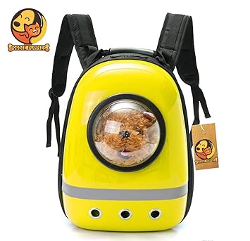 Foodie Puppies Portable Multi Air Vents Waterproof Light-Weight Travel Bag Cum Carrier Space Astronaut Capsule Backpack for Cats, Dogs, Pets & Petite Animals (Medium, Yellow)