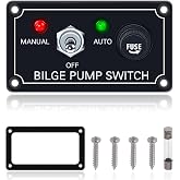 Boeray Bilge Pump Switch Rocker Toggle Switch Panel and Fuse DC 12V 24V Max 15A SPST ON/Off Marine Switch Panel 1 Toggle
