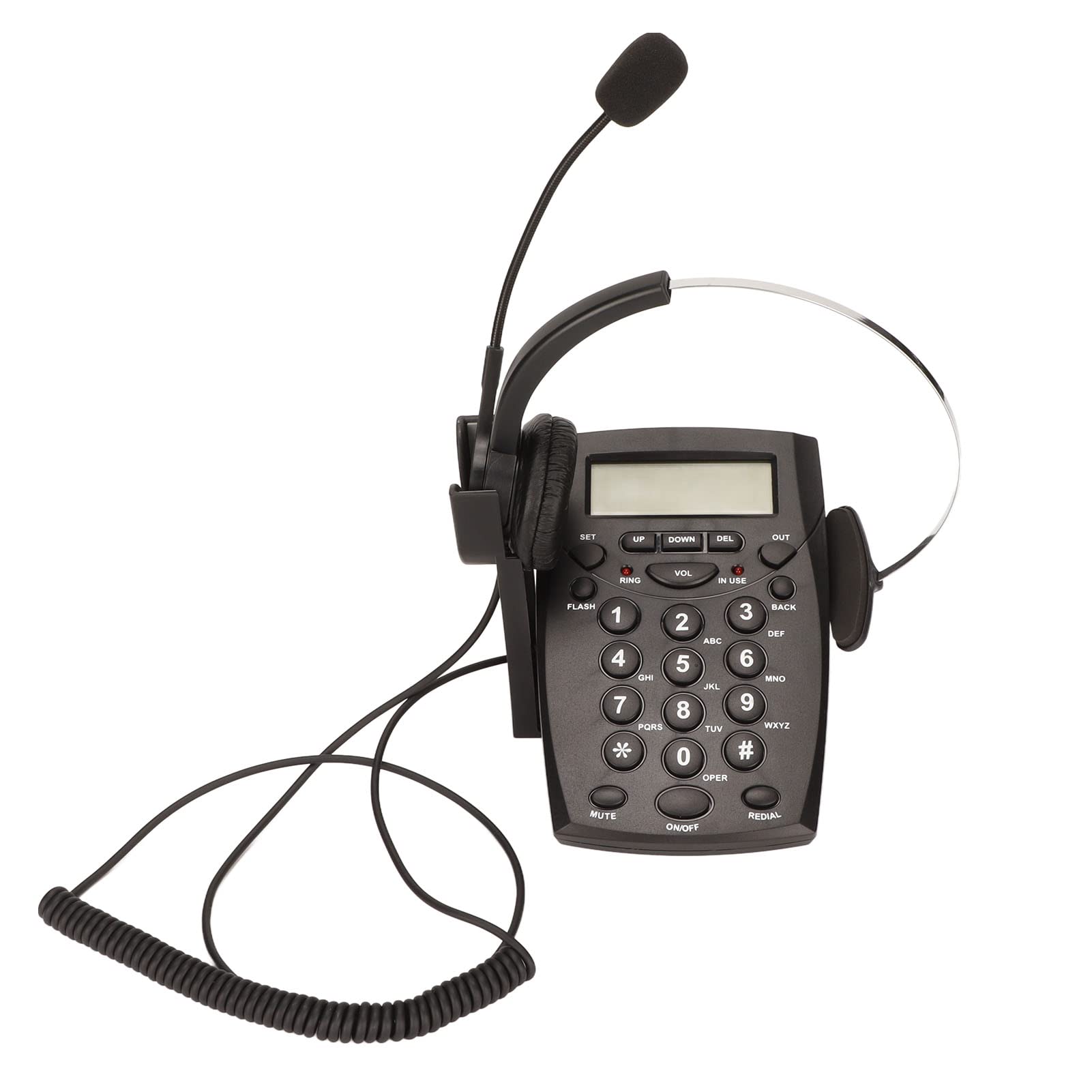 Bewinner Call Center Dialpad Headset Telephone, Corded Telephone with Headset Dialpad Noise Canceling FSK DTMF Caller ID, Telephone Headsets for House Call Center Office