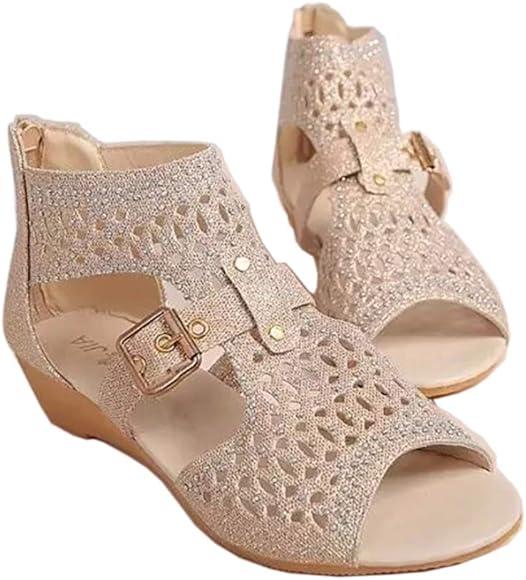 womens wedge sandals beige