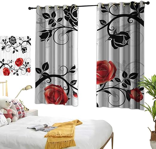 Amazon Com Guane Lace Curtains Red And Black Abstract Backdrop
