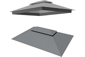 LAUSAINT HOME Gazebo Replacement Canopy Top 10'x13', Removable Vented Double Top Cover, UV-Protected, 100% Polyester, for Backyard, Garden, Lawn, Gray