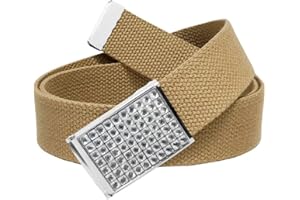 Build A Belt Girl's 1.25" Wide Clear Rhinestone Flip Top Belt Buckle with Canvas Web Belt
