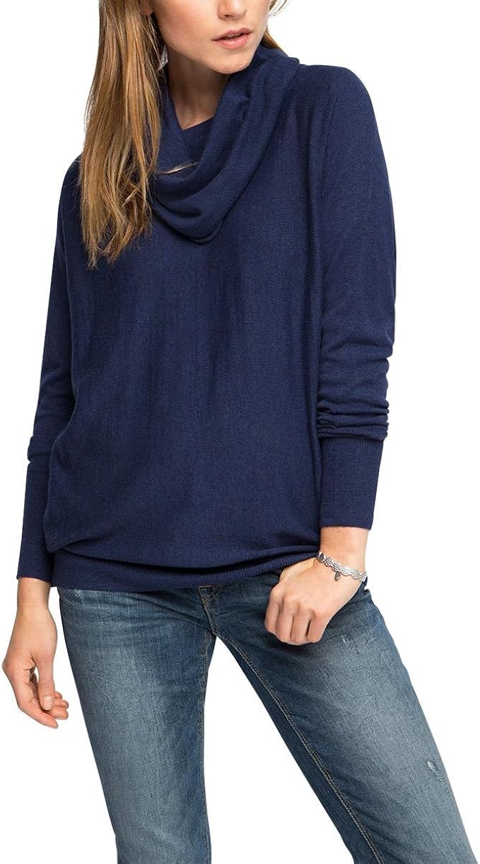 ESPRIT Damen Pullover Mit Strass-Logo - Aus Bio-Baumwolle - Langarm Mit Glitzersteinen