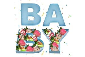 DYLCYPHERIA Baby Letter Fillable for Baby Shower Party Sweet Charcuterie Board Food Cardboard Paper Mache Cutout Serving Tray (Blue)