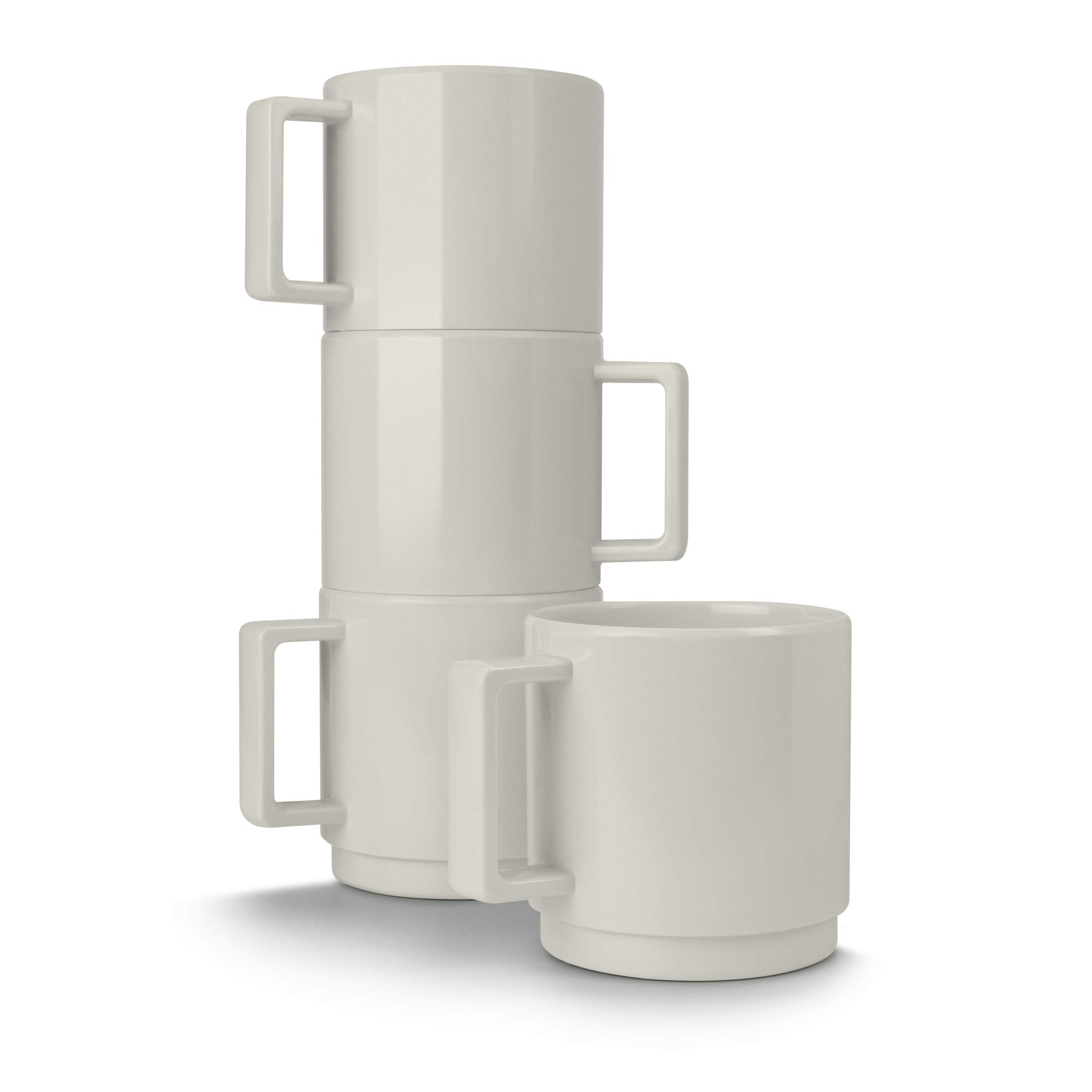 Zeal Set of 4 Melamine Stackable Mugs 250ml - Cream