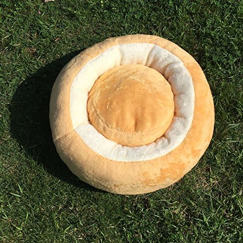liusihangxiao Pet Bed Removable Dog Fluff Bed Warm Deluxe Dog Bed Round Poached Egg Dog Bed,yellow