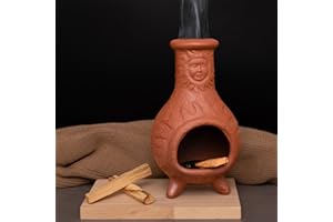 MOUGIGI Handcrafted Terracotta Palo Santo Holder with Sun Face Design - Mini Chiminea Incense Burner for Sage & Copal - Thoughtful Gifts for Meditation, Yoga, Aromatherapy