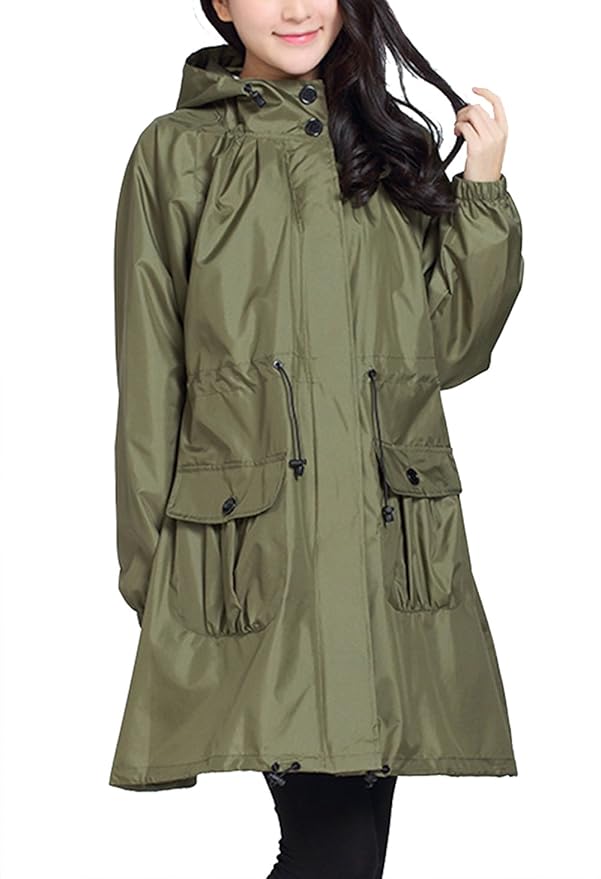 Cystyle Women's Waterproof Lightweight Hooded Rain Jacket Packable