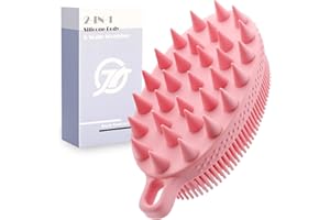 FREATECH 2-in-1 Silicone Body Scrubber - Bath Shower Body Brush and Shampoo Brush Scalp Massager Exfoliator, Deep Cleanse Ski