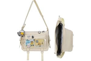 Kawaii Crossbody Ita Bag for Women with Pin and Plush Penguin, Cute Messenger Bag Japanese Crossbody Bag Y2K Purse