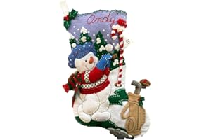 Bucilla Felt Applique 18" Stocking Making Kit, Golfing Snowman, Perfect for DIY Arts and Crafts, 89474E