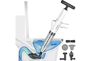 Gecyfit Toilet Plunger, High Pressure Drain Unclogging Tool, Plungers for Bathroom, Floor, Shower, Kitchen Heavy Duty, Multi-Purpose Air Pump Plunger for Toilet, Toilet Snakes for Hair Clog Remover