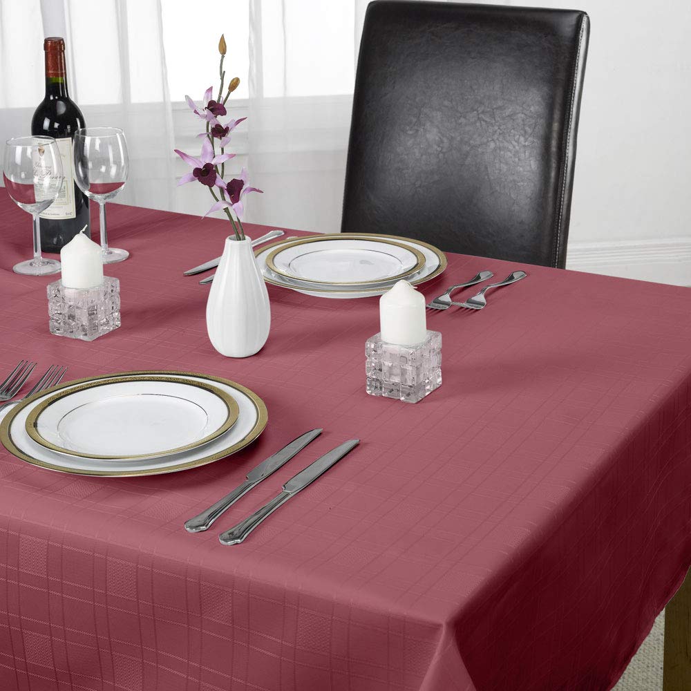 Emma Barclay Chequers - Jacquard Table Cloth in Wine - 70" (178cm) Round — image 1