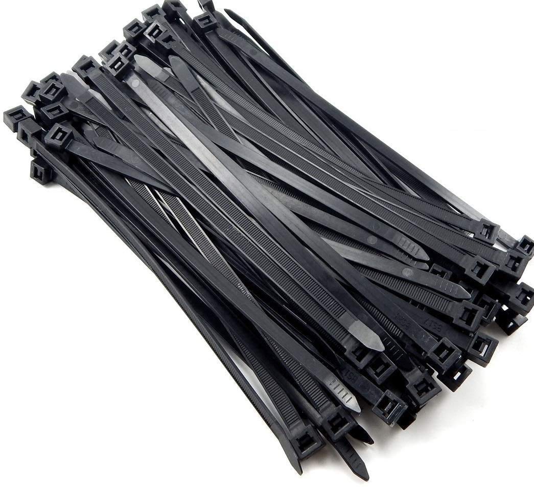 Black Cable Ties 400mm x 7.6mm, Heavy Duty Cable Ties, Strong Self-Locking Nylon Zip Ties for Home Office and Garden(Pack of 100 Pieces)