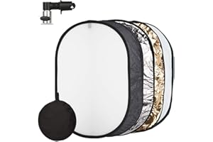 Photo Light Reflector 24x36 Inches/ 60x90 cm 5 in 1 Diffuser Photography Collapsible with Bag and Reflector Holder Clips for 
