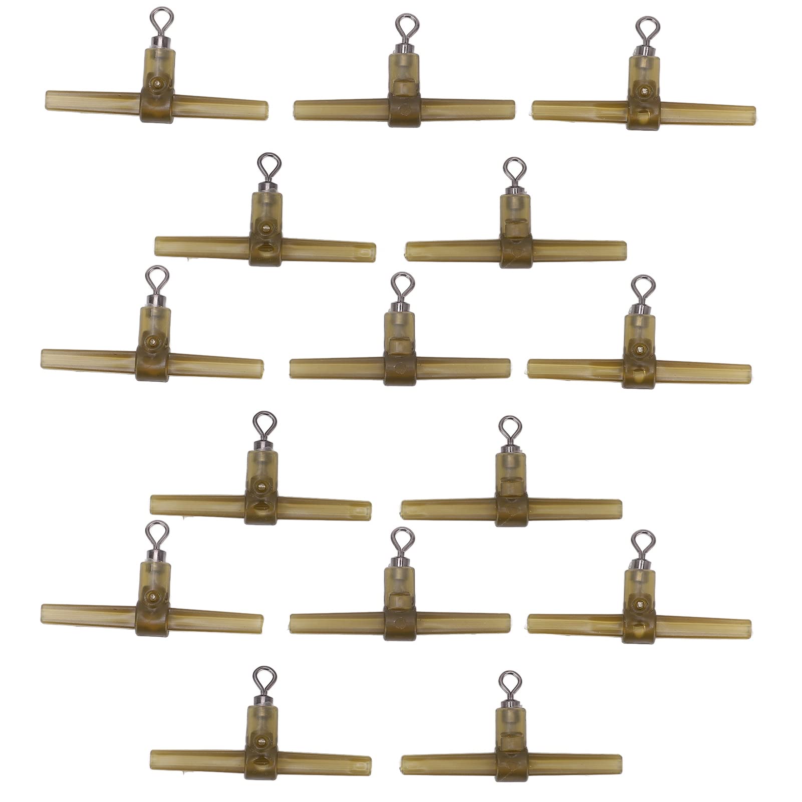 SUNGOOYUE 15PCS Anti Sleeves Side Bend Carp Hook Link Helicopter Rig for Fish Tackle Military Green