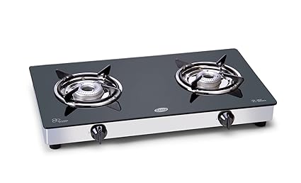 Glen Glass 2 Burner Cooktop, Black/Silver