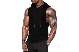 Amussiar Men Sleeveless Hoodies Gym Tank Tops Running Workout Bodybuilding Muscle Shirts