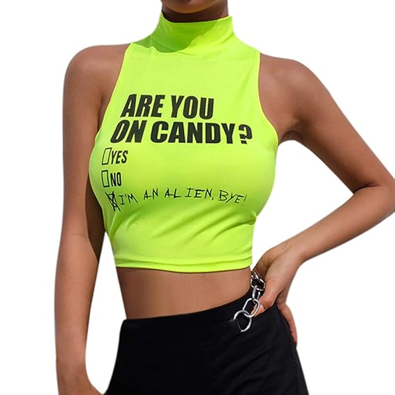 neon green turtleneck crop top