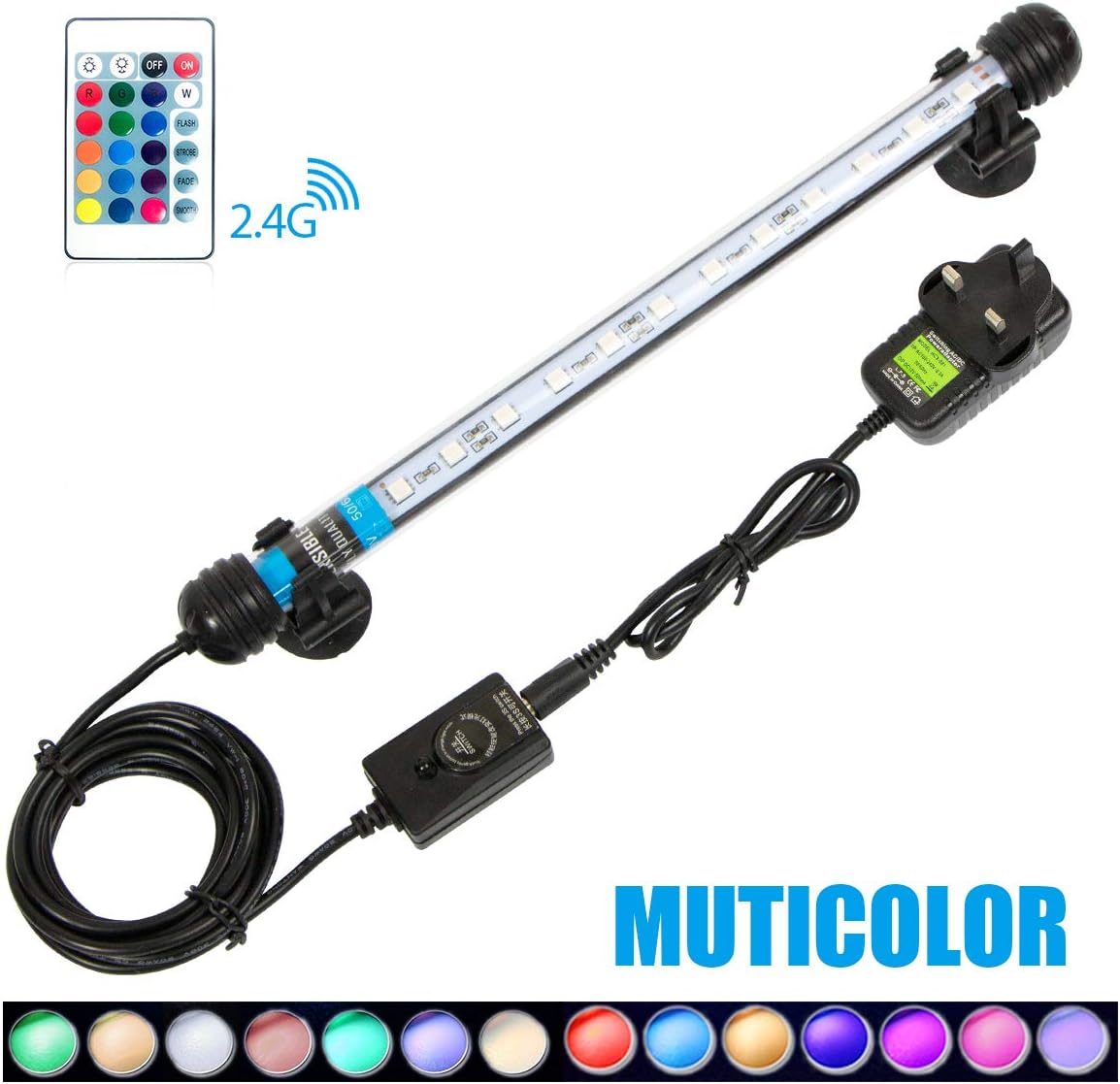 Mingdak LED Aquarium Light kit For Fish Tank,Underwater Submersible Crystal Glass Lights Suitable for Saltwater and Freshwater,12 RGB SMD 5050 LEDS,Color Changing Flexible Lighting,11-Inch