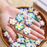 Handmade 100 Pcs Mulberry Paper Flowers 30x30mm Mini Paper Flowers Scrapbooking Wedding DIY Craft Supplies Card Artificial Flowers (,Mixed Colors)