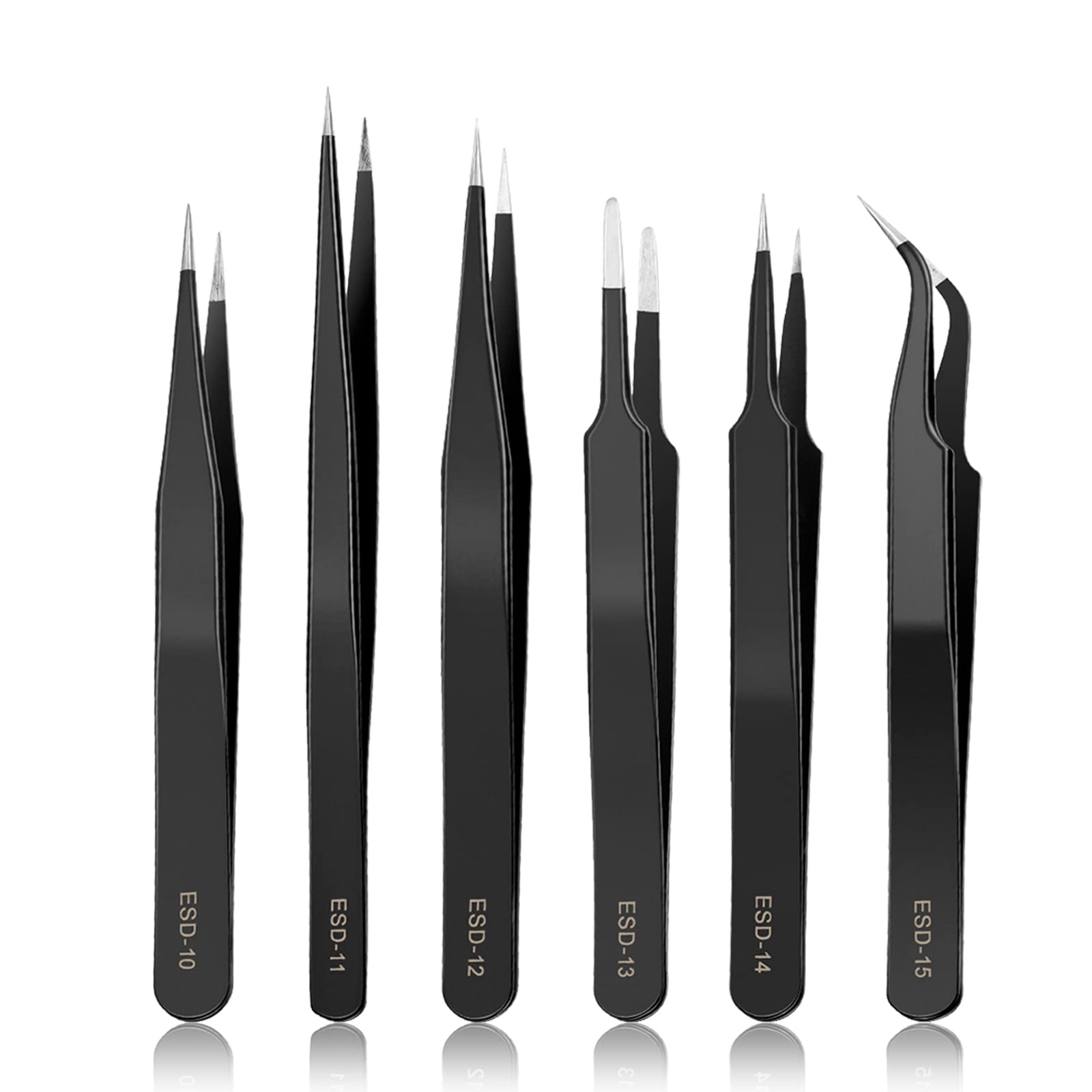 Photo 1 of YHYZ 6pcs Precision Tweezers Set, Premium Anti-Static Stainless Steel ESD Tweezers Set Kit for Electronics, Sodlering?Jewelry, Craft, Laboratory Work, DIY