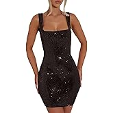 Cilontug Sequin Short Homecoming Dresses 2025 for Teens Square Neck Mini Prom Dress Bodycon Cocktail Party Gowns