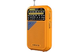 XHDATA D221 NOAA Weather Radio Portable AM FM Shortwave Radio Receiver, 2 AA Battery Operated, Transistor Radio with Excellent Reception for Emergency, Hurricane, Gift, Walking and Home (Orange)