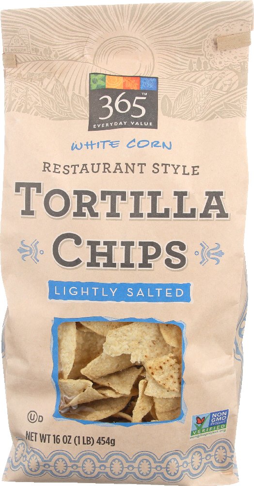 365 Everyday Value, White Corn Restaurant Style Tortilla Chips, Lightly Salted, 16