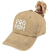 OASCUVER Women's Dog Mom Hat Ponytail Adjustable Vintage Washed Distressed Denim Baseball Dad Cap