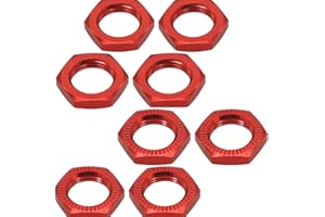 UURCSKY Aluminum RC Wheel Nuts 17mm Thread 1.0mm for RC ARRMA HSP AXIAL FS HIMOTO Redcat Upgraded Hop-Up Parts 8pcs/Set (Red)