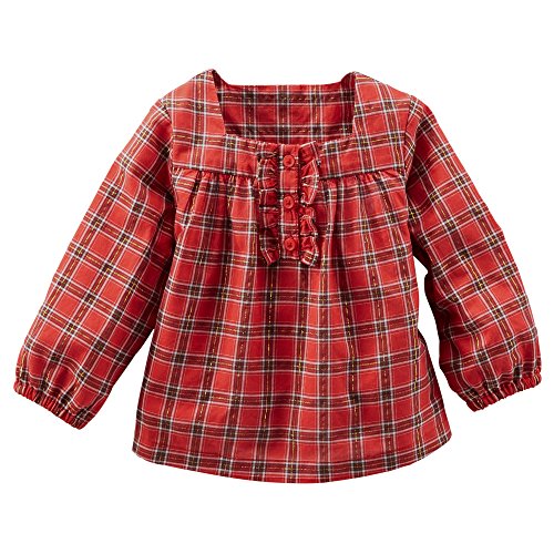 Oshkosh B'gosh Baby Girls' Sparkle Plaid Poplin Top; Red, 0-3 Months