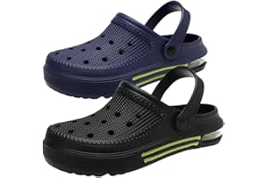 heyun 2 Pairs Slip-on Arch Support Garden Clogs Shoes for Men and Women Comfort Beach Slippers Outdoor Indoor