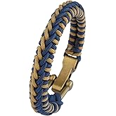 VIKENNIA Minimalist Paracord Bracelet for Men with D Ring Shackle Buckle Adjustable - Simple, Multi Purpose Survival Bracelet with Stainless Steel Shackle - Paracord Bracelets for Men - Adjustable Size