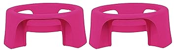 Heart Home Plastic 2 Pieces Multipurpose Plant Pot Water Pot Gas Cylinder Stand (Pink) - CTHH013131