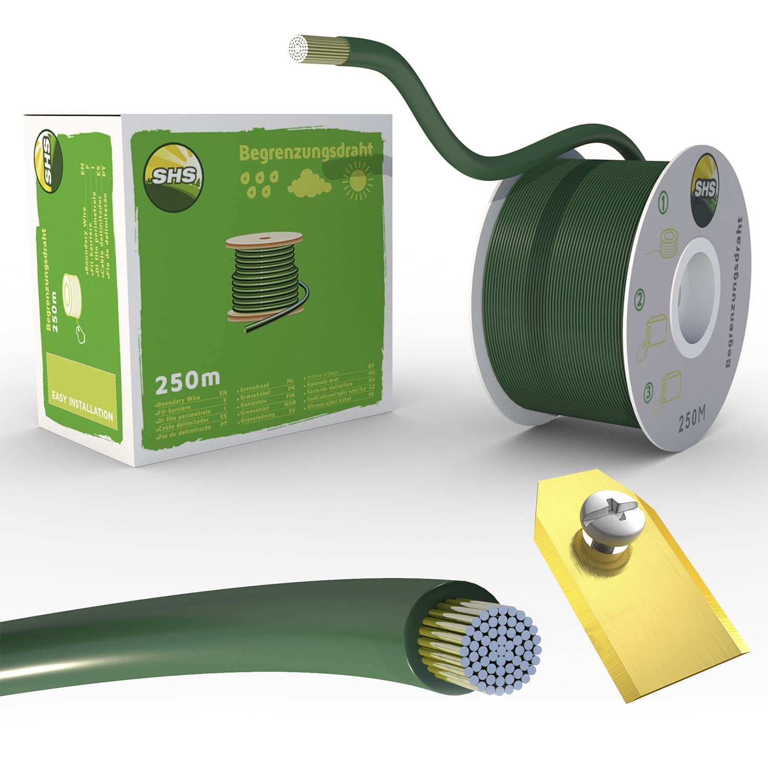 250 m Boundary Cable + 30 Blades for Robotic Lawnmower Lawn Mower Lawn Robot Accessory Set Boundary Wire for Search Cable – Compatible with Gardena Husqvarna