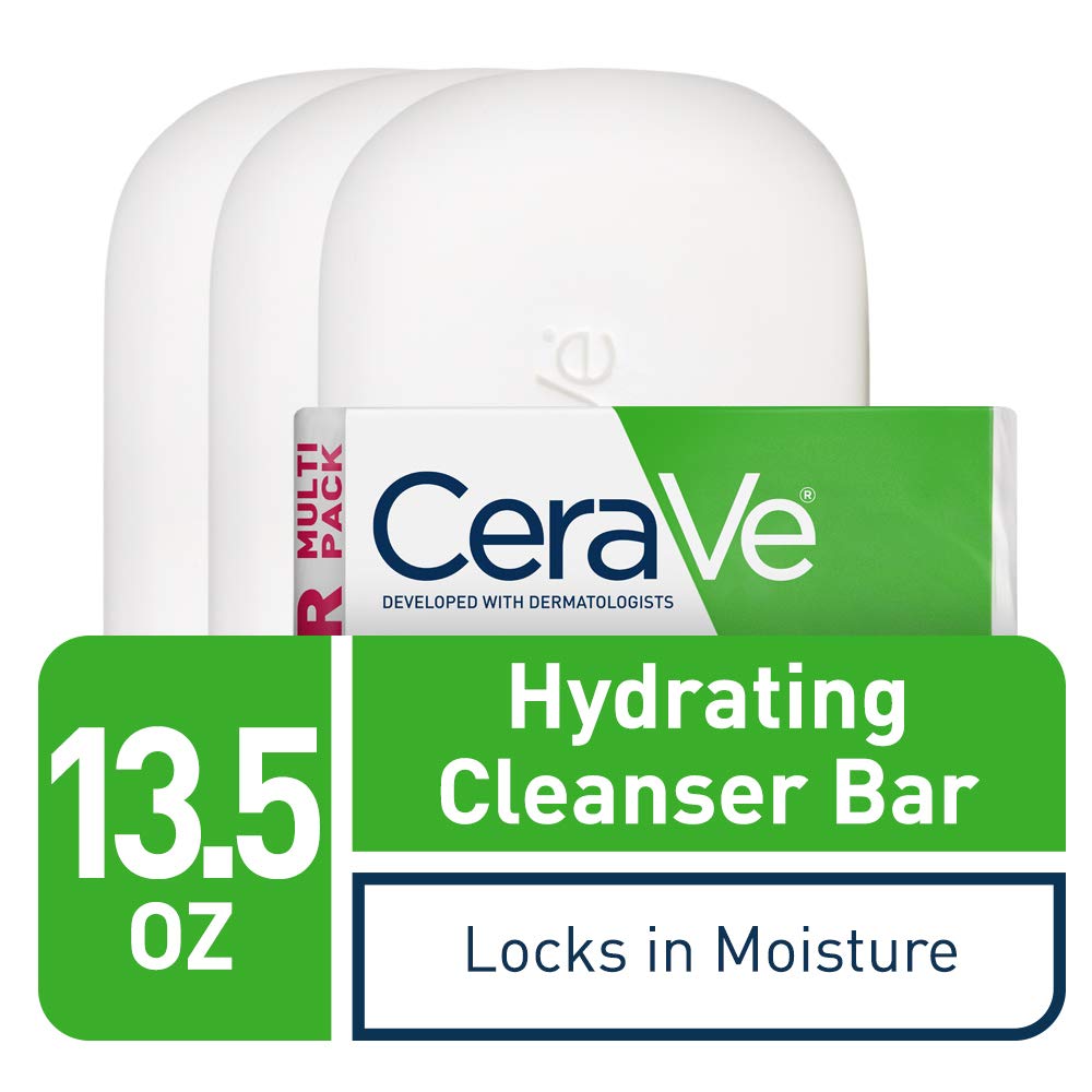 CeraVe Hydrating Cleanser Bar | 3 Pack (4.5 Ounce Each) | Soap-Free Body and Face Cleanser Bar | Fragrance Free and Non-Irritating : Beauty